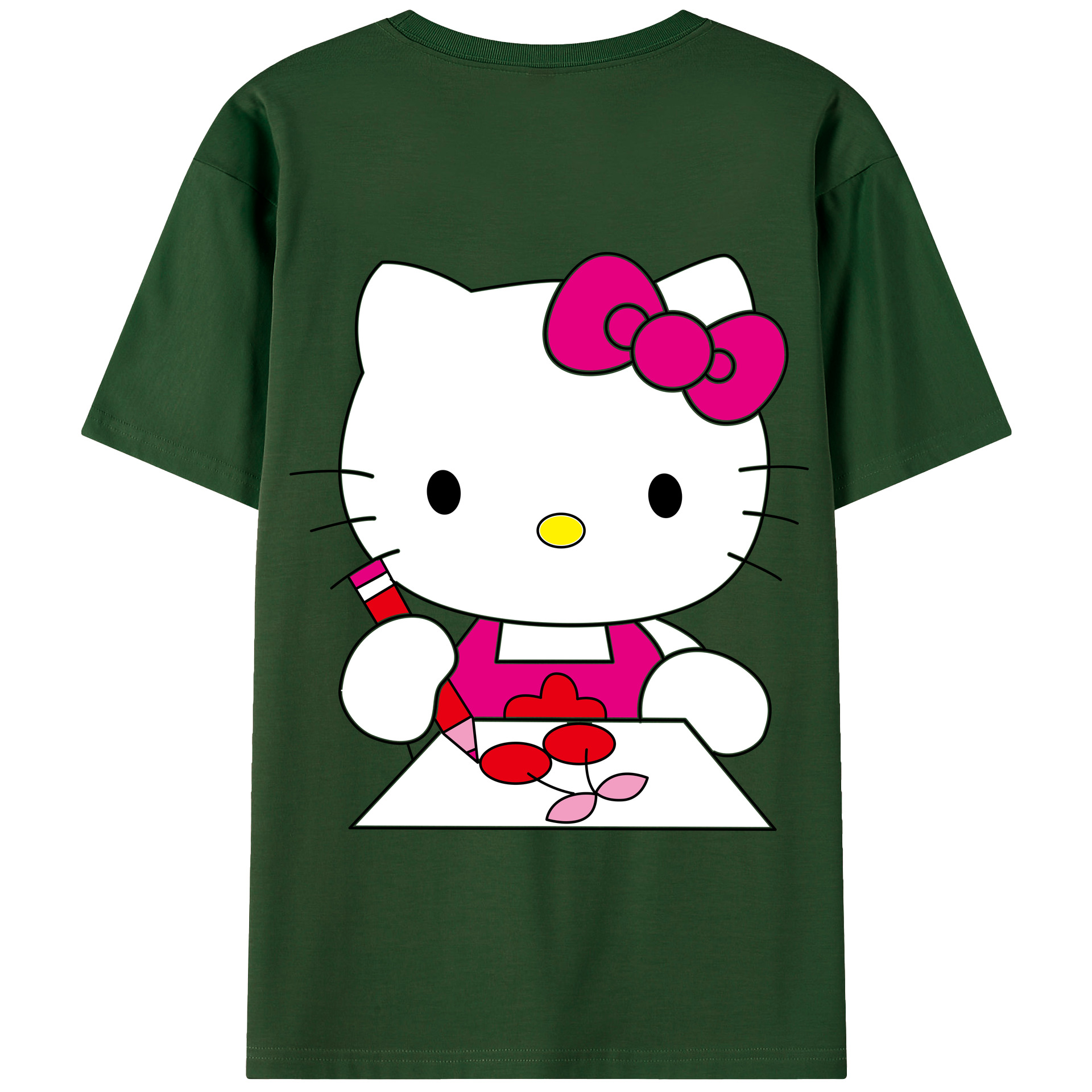 （画像用） Hello Kitty ハローキティ 綿100％半袖Tシャツ（背面プリント）